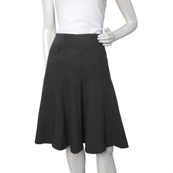 INC Knee Length Flare Circle Skirt Stretch Evening Fancy Zip Back Black Office - Picture 3 of 7